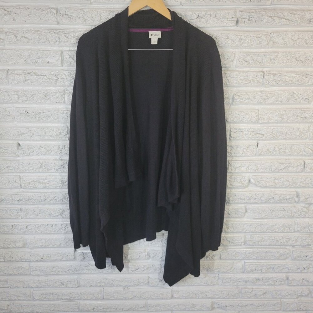 Stylus 3X Charcoal Black Open Cardigan Sweater Plus Size Cotton Blend SWE53E